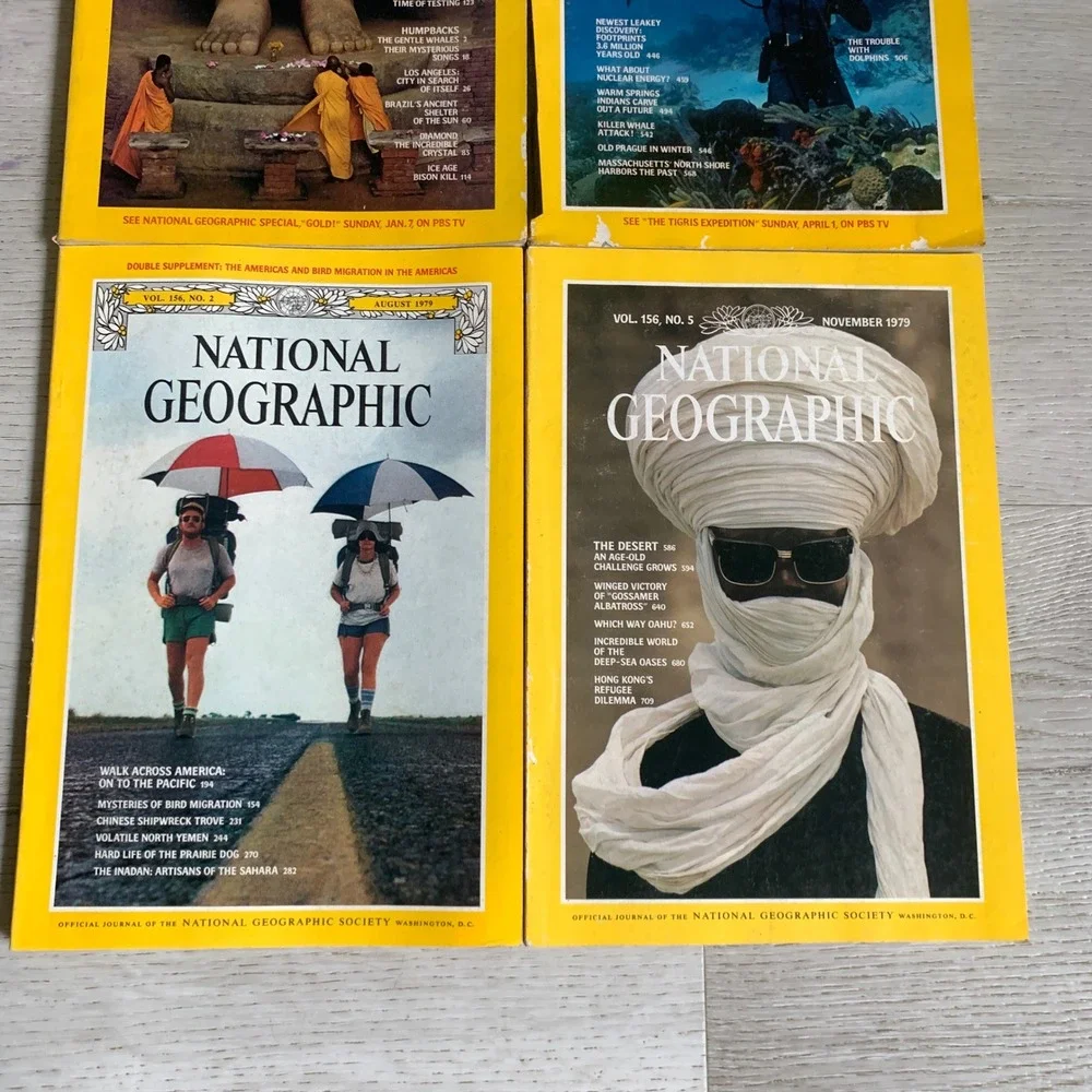Vintage National‎ Geographic 1979 Magazine Lot of 4 with Humpback Whale Record